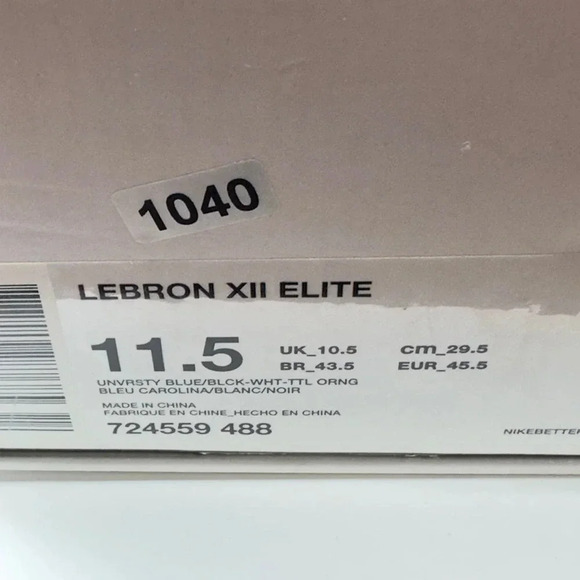 Nike LeBron 12 XII Elite Elevate Shoe Blue Carolina/Blanc/Noir 11.5 724559-488
